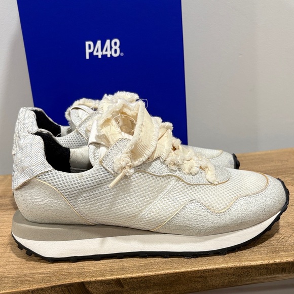 P448 Women's Textured White Sneakers Cancun SZ 39 (8) - Picture 2 of 15